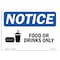 Signmission OSHA Notice Sign, 10" H, Aluminum, Food Or Drink Only Sign With Symbol, Landscape, 1014-L-12830 OS-NS-A-1014-L-12830 - alternate 1
